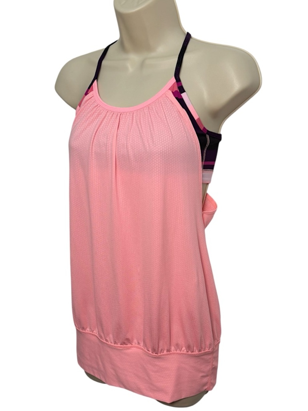 Lululemon No Limits Coral Mesh Racerback Multi Striped Shelf Bra Yoga Tank 4